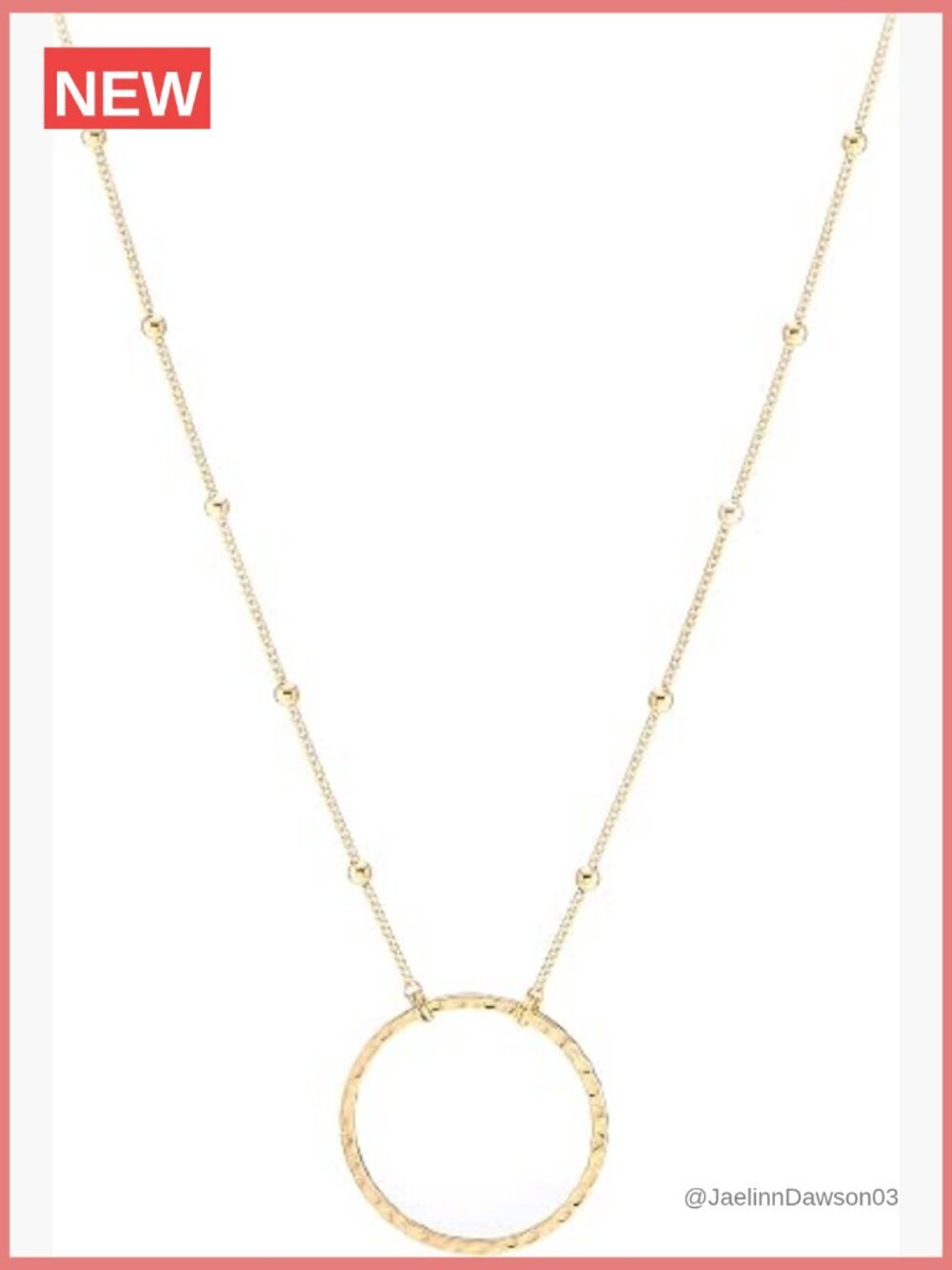 18K Gold Plated Circle Pendant Necklace 31.5" Long Satellite Beaded Chain